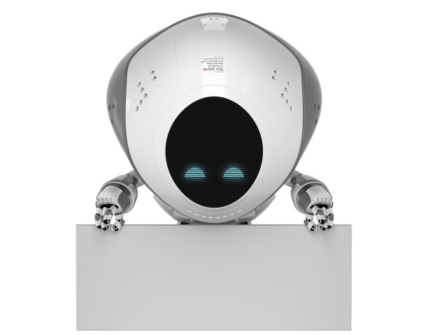 酷的未来机器人持有卡片图片下载