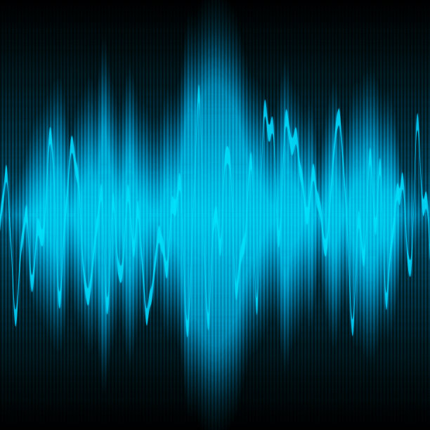 黑色背景上的浅蓝色氖气声波图片下载