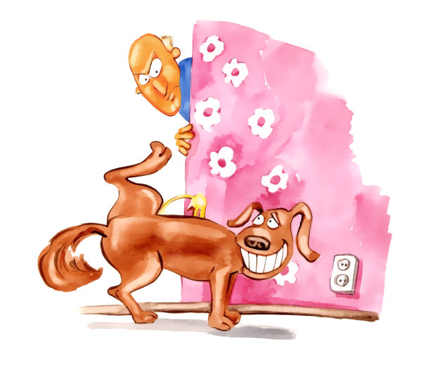 顽皮的狗和他愤怒的主人图片下载