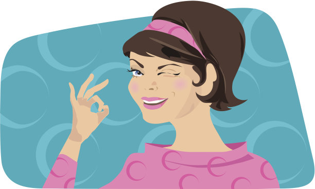 复古女士展示OK图片下载