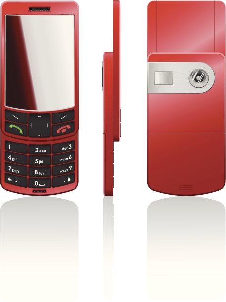 红色手机滑块的矢量逼真插图图片下载