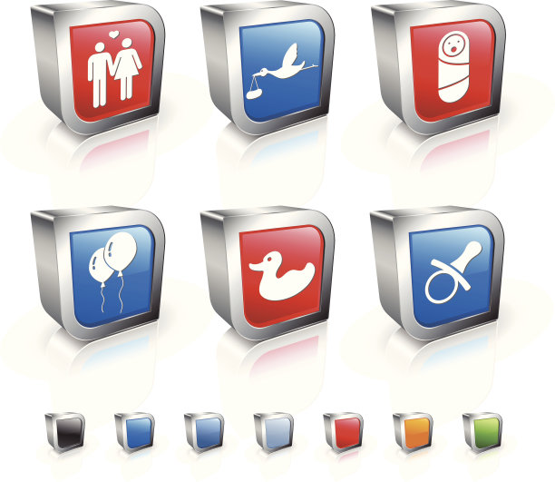 宝贝方形矢量图标集图片下载