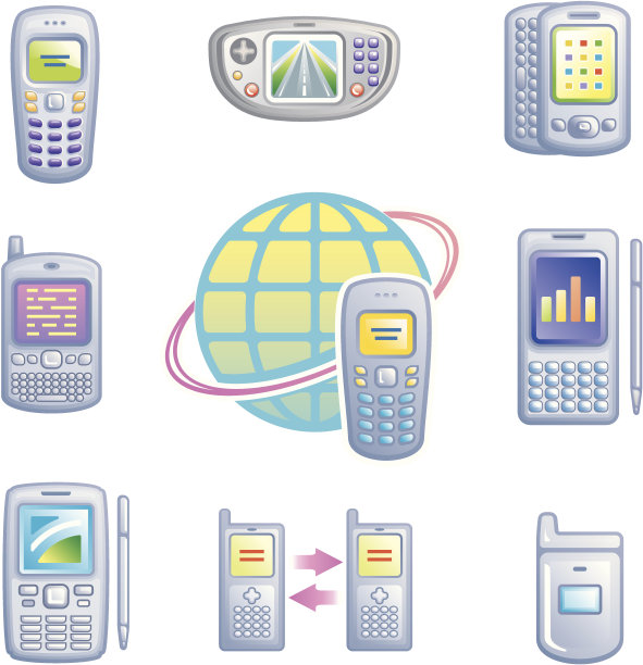 移动通信矢量图标集图片下载