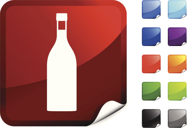 一瓶白葡萄酒版税免费矢量艺术贴纸图片下载
