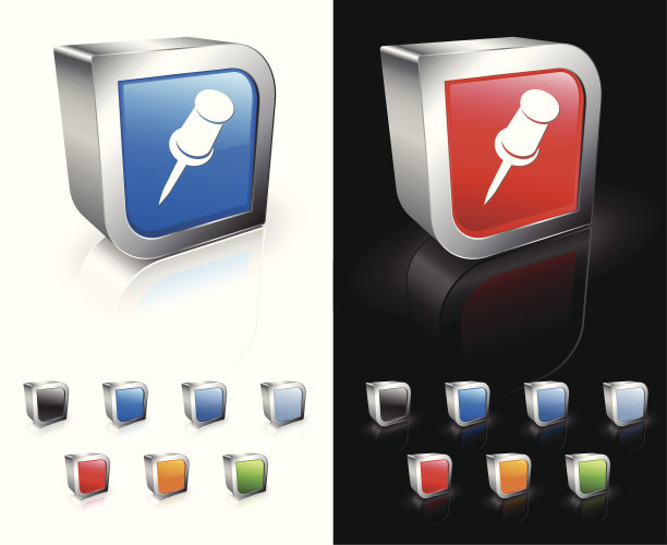 拇指标签大头针3D版权免费矢量艺术图片下载