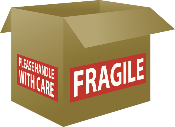 标记脆弱的纸箱-矢量插图图片下载