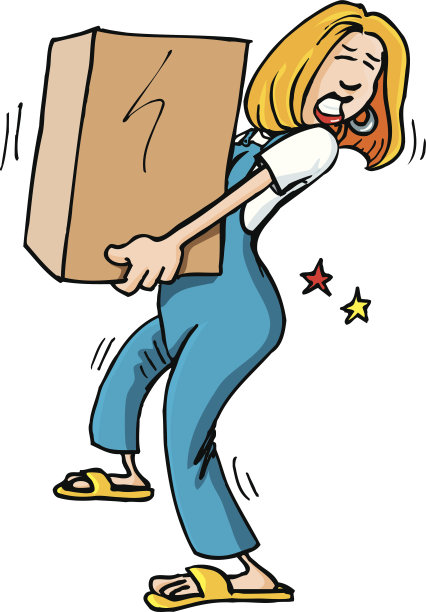 卡通女人提着一个箱子。她很痛苦图片下载