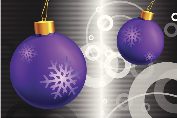 黑暗的圣诞节背景与紫色的装饰图片下载