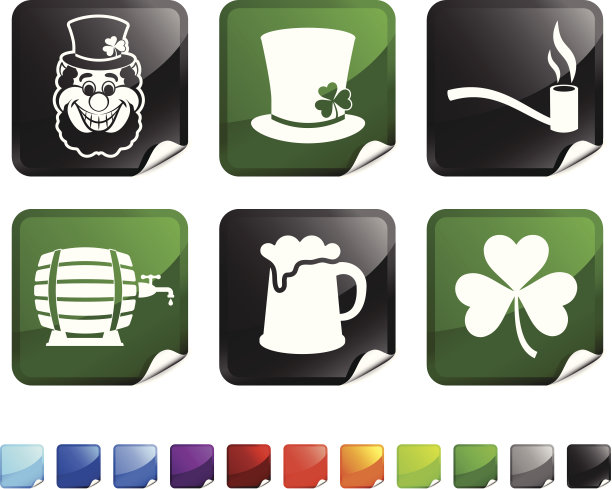 圣帕特里克节版税免费矢量图标集贴纸图片下载