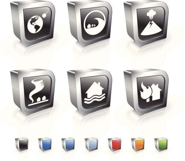 自然灾害3D版权免费矢量图标集图片下载