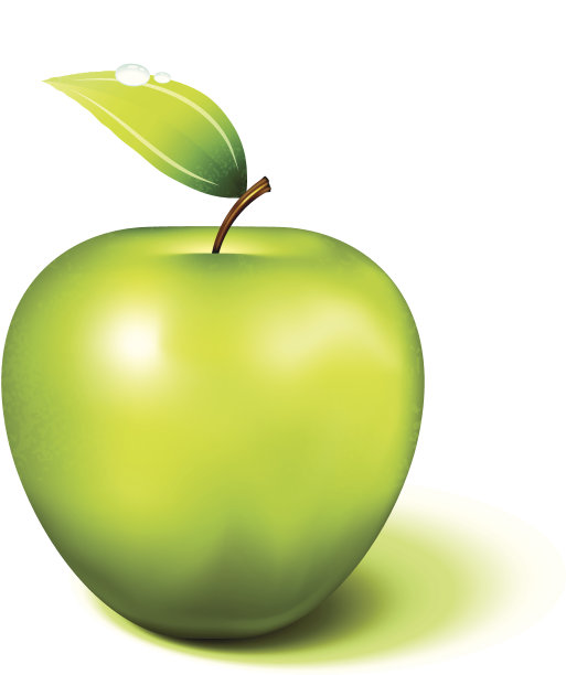 现实的绿苹果在白色的背景图片下载