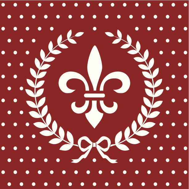 新古典主义无缝图案与月桂花环在红色图片下载