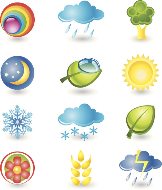 的图标集。自然和天气图片下载