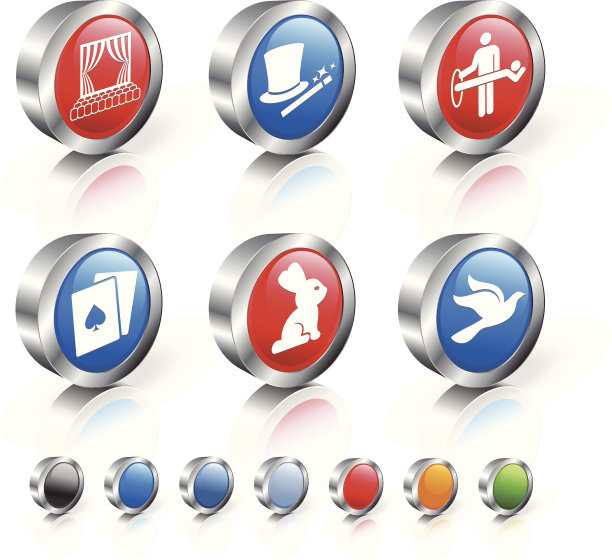 魔术表演3D版权免费矢量图标集图片下载