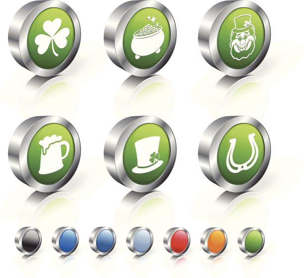 圣帕特里克节3D版权免费矢量图标集图片下载