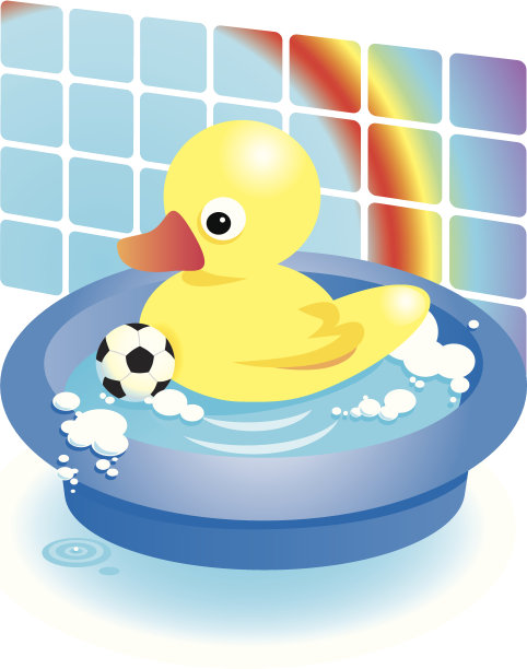 男孩橡皮鸭素材图片