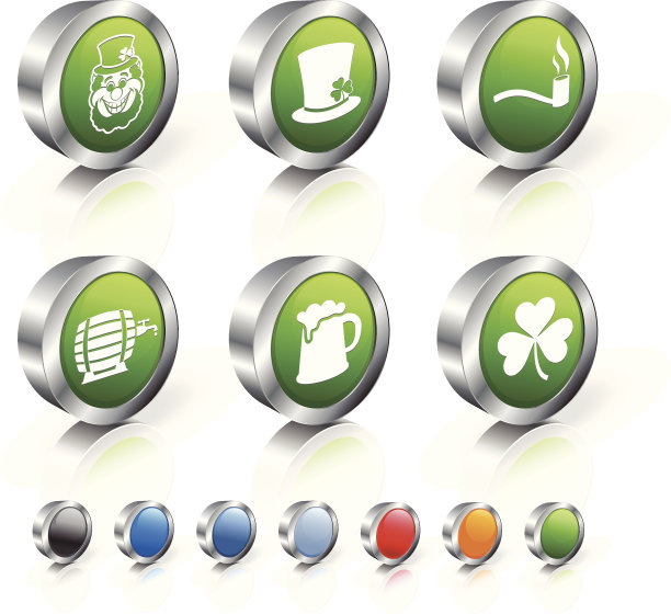 圣帕特里克节3D版权免费矢量图标集图片下载