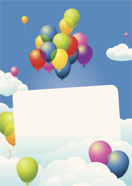 鲜艳多彩的气球漂浮在湛蓝的天空中图片下载
