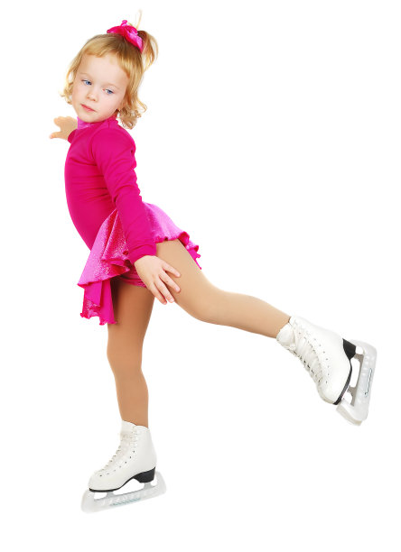 溜冰女孩的侧面。图片下载