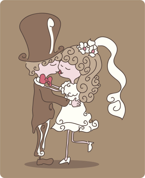 婚礼图标曲线集吻图片下载