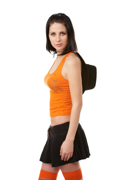 一个年轻的啦啦队长被孤立在白色的肖像图片下载