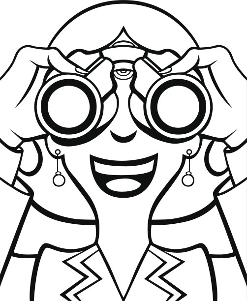 用双筒望远镜画线的女人图片下载