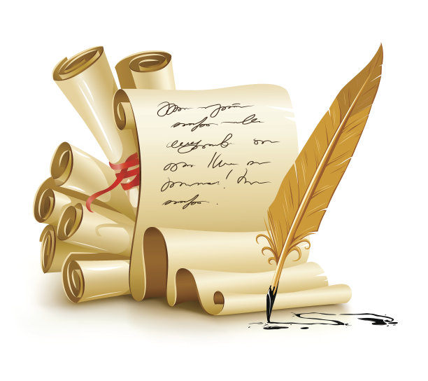 纸手稿与手写文字和旧墨羽毛图片下载