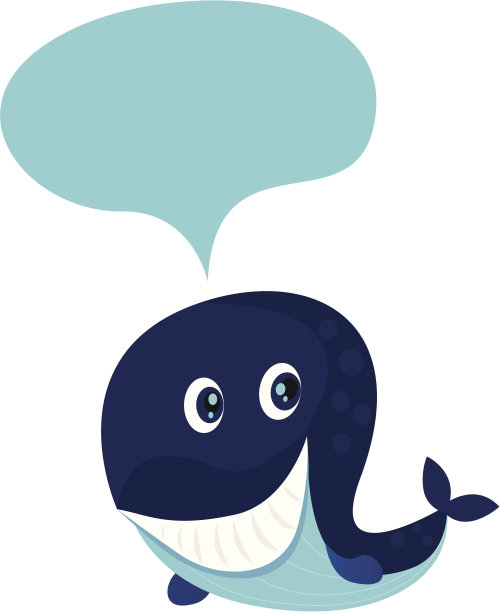 巨大的蓝色卡通鲸鱼孤立在白色图片下载