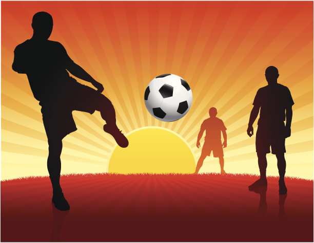 日落背景下的足球队图片下载