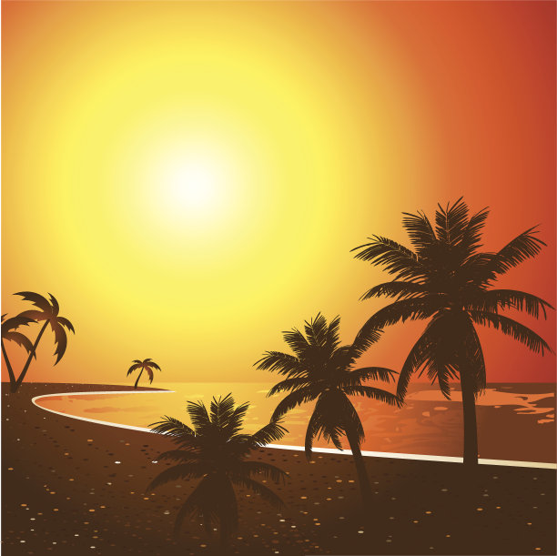 热带海滩的日落图片下载