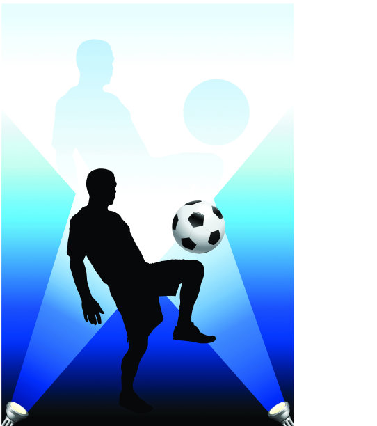 灯光下的足球运动员图片下载