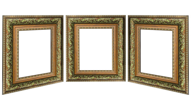 三款古色古香的金画框与图案隔离图片下载