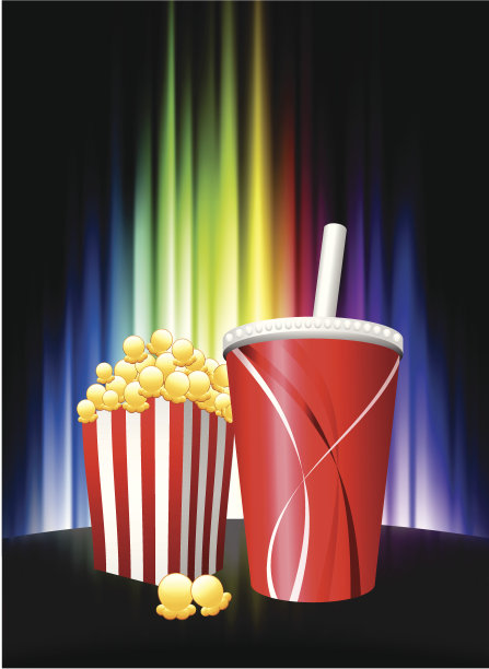 爆米花和汽水的抽象光谱背景图片下载