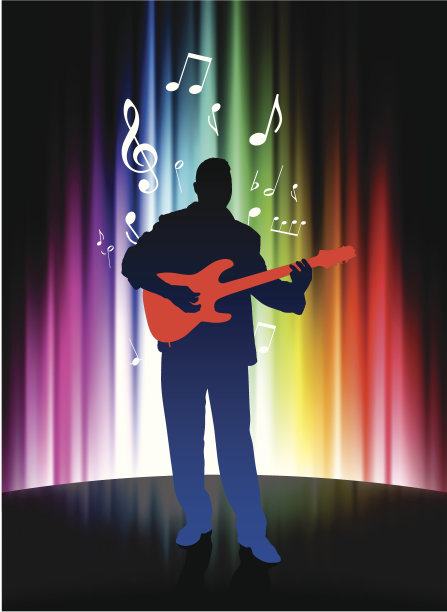 吉他音乐家的抽象频谱背景图片下载