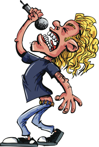 卡通摇滚歌手对着麦克风尖叫图片下载