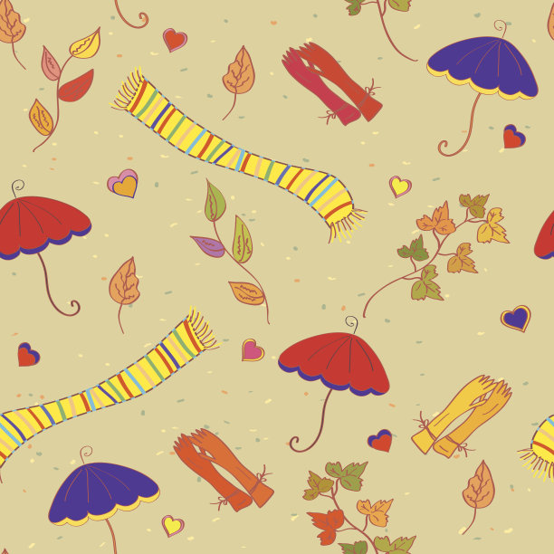 有趣的无缝秋季配饰图案图片下载