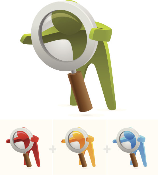 3-D彩色剪影透过放大镜看图片下载