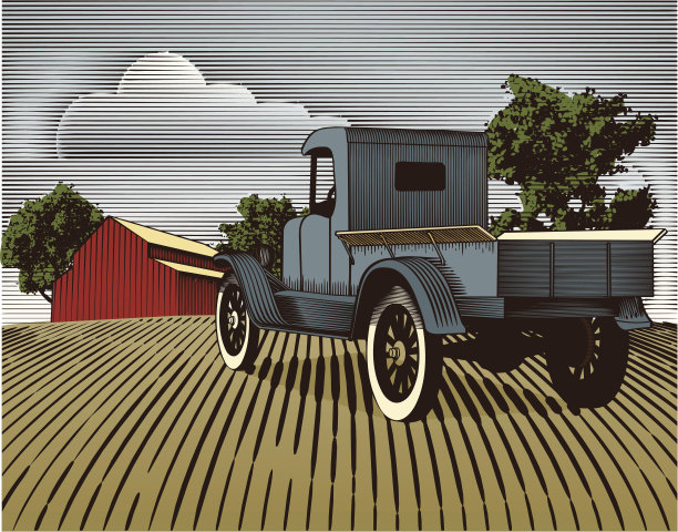 复古卡车场景颜色图片下载