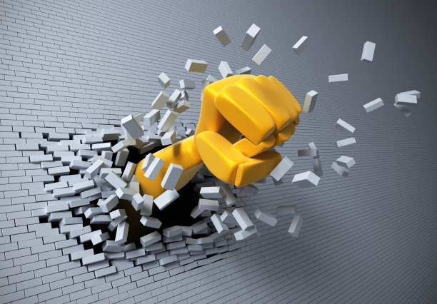 用手打碎砖墙图片下载