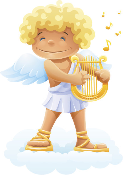 微笑的丘比特弹奏着七弦琴图片下载