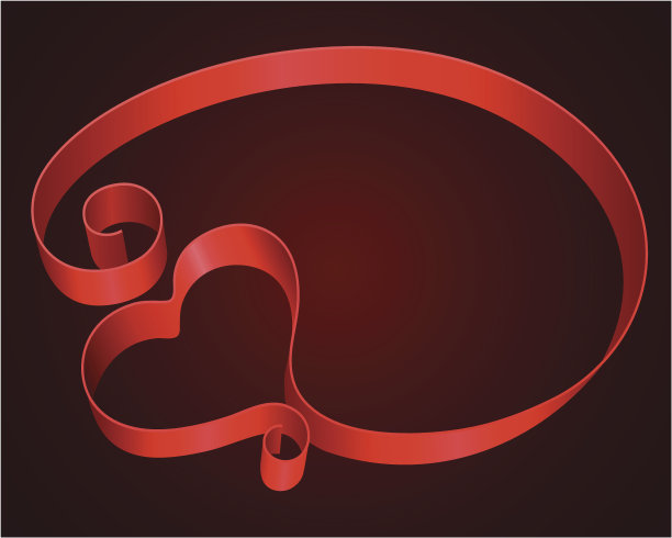 心从红丝带矢量背景素材图片