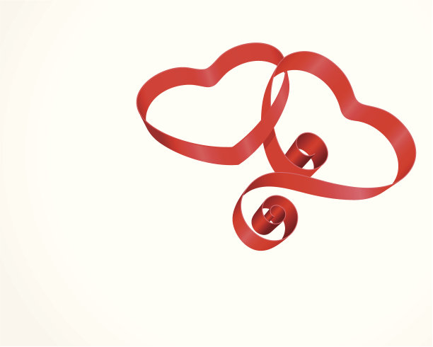 两个心形丝带矢量背景图片下载