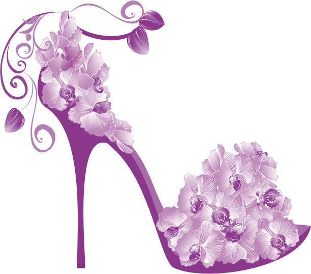装饰有兰花的鞋子图片下载