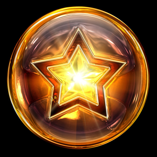 星形图标火，孤立在黑色背景图片下载