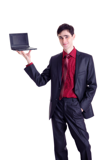 商人持有黑色上网本图片下载