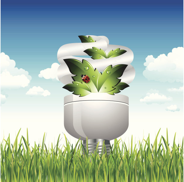 草地上的生态灯泡图片下载