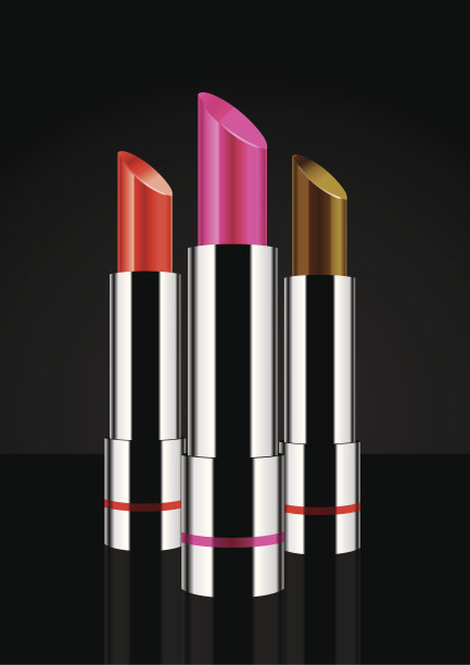 不同颜色的口红-矢量插图图片下载