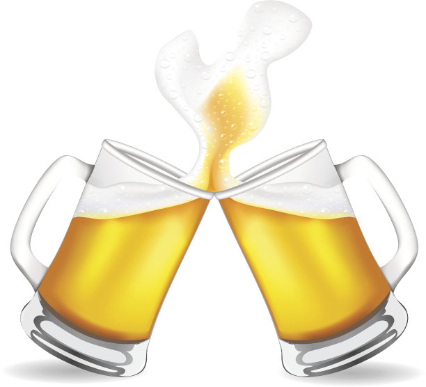 啤酒在玻璃矢量插图图片下载