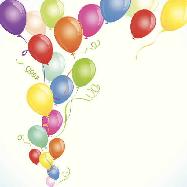 多色派对气球在蓝色Vignette图片下载