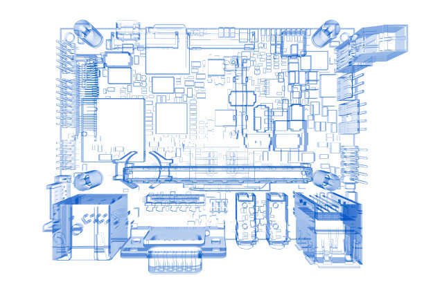 电脑主板(3D x射线蓝色透明白色)图片下载